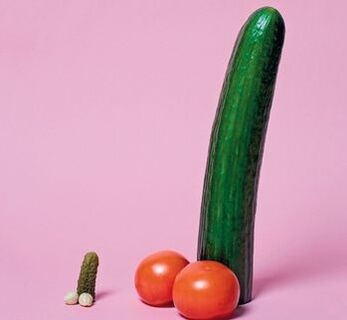 pênis pequeno e aumentado no exemplo de vegetais